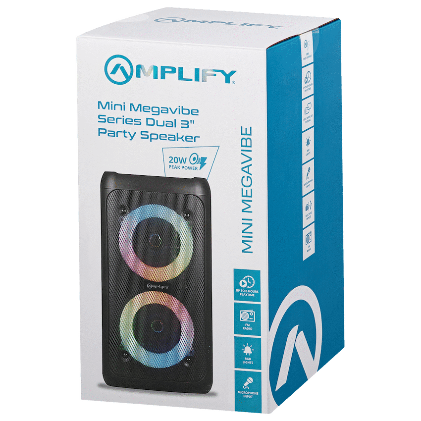 Amplify Mini Megavibe Series Dual 3" Party Speaker - Black