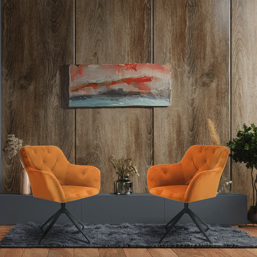 Plush Swivel Casual Chair - Burnt Orange - Velvet Fabric