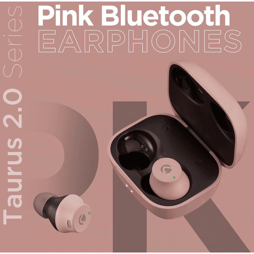 Volkano Taurus Series 2.0 True Wireless Earphones with Charging Case - Pink