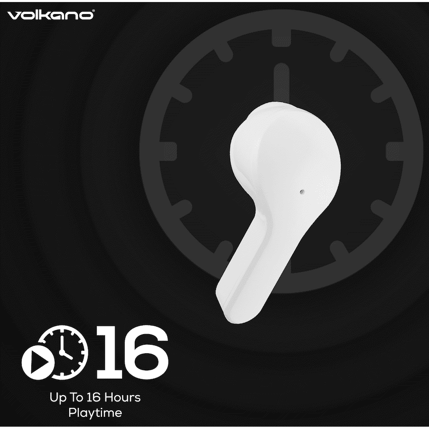 Volkano Crystalline Series TWS Earphone - White - Hardbox