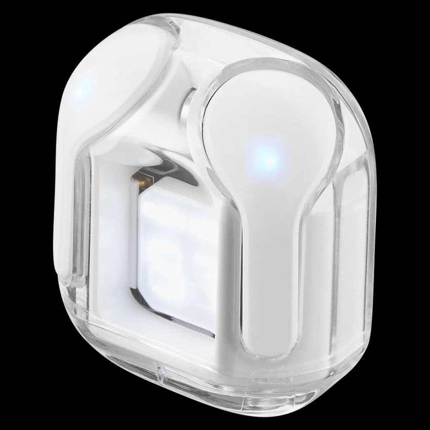 Volkano Crystalline Series TWS Earphone - White - Hardbox