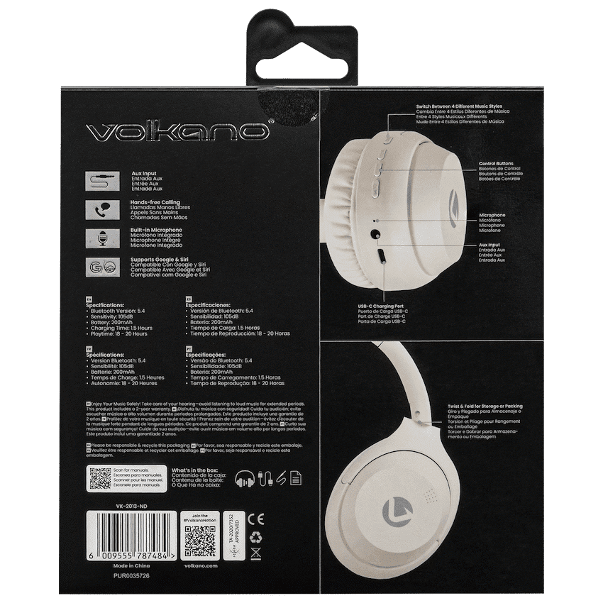 Volkano Cosmic 2 Series Bluetooth Headphone - Nude