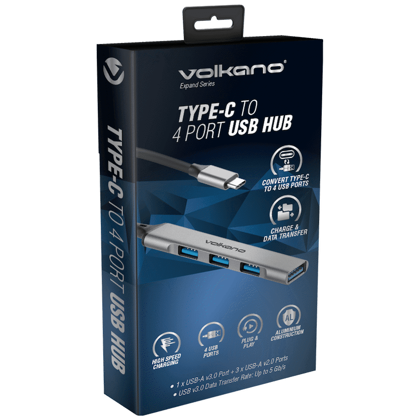 Volkano Expand Series Type-C to 4-Port USB Hub