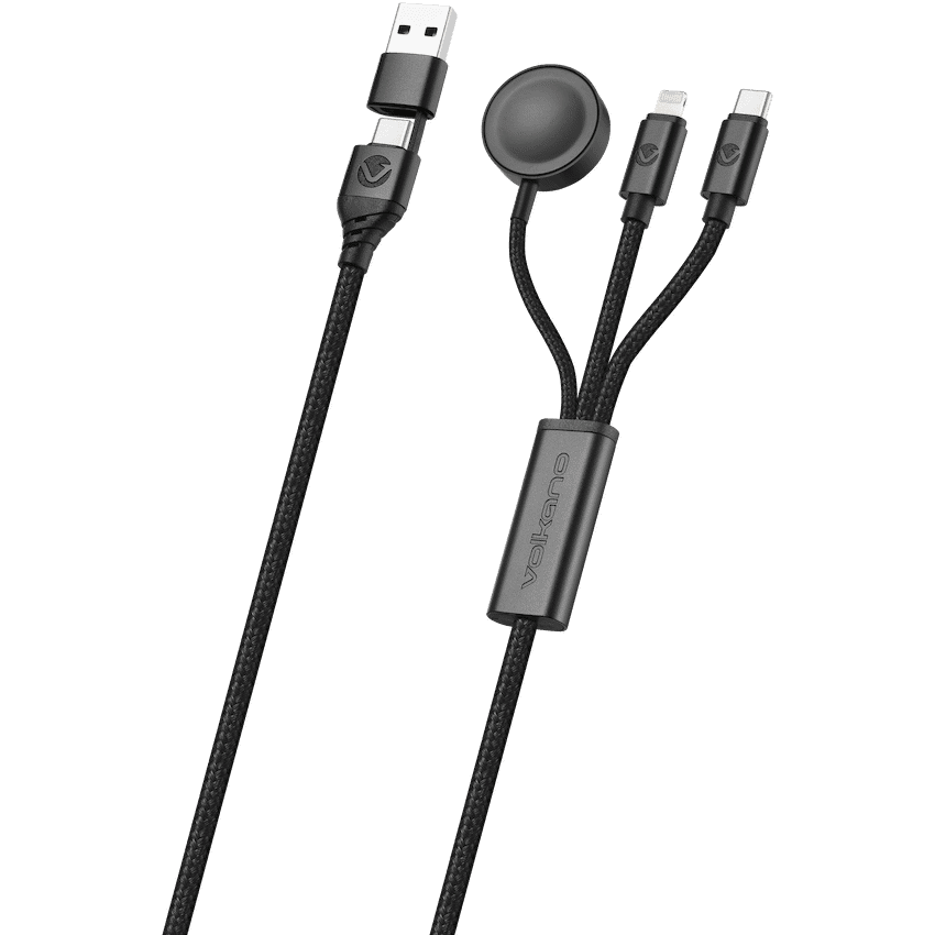 Volkano Weave Series 100W Braided 5-in-1 Charge and Data Cable 1m - Black