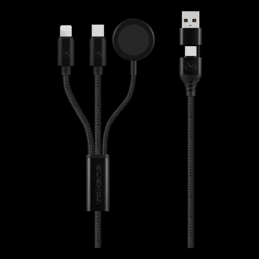 Volkano Weave Series 100W Braided 5-in-1 Charge and Data Cable 1m - Black
