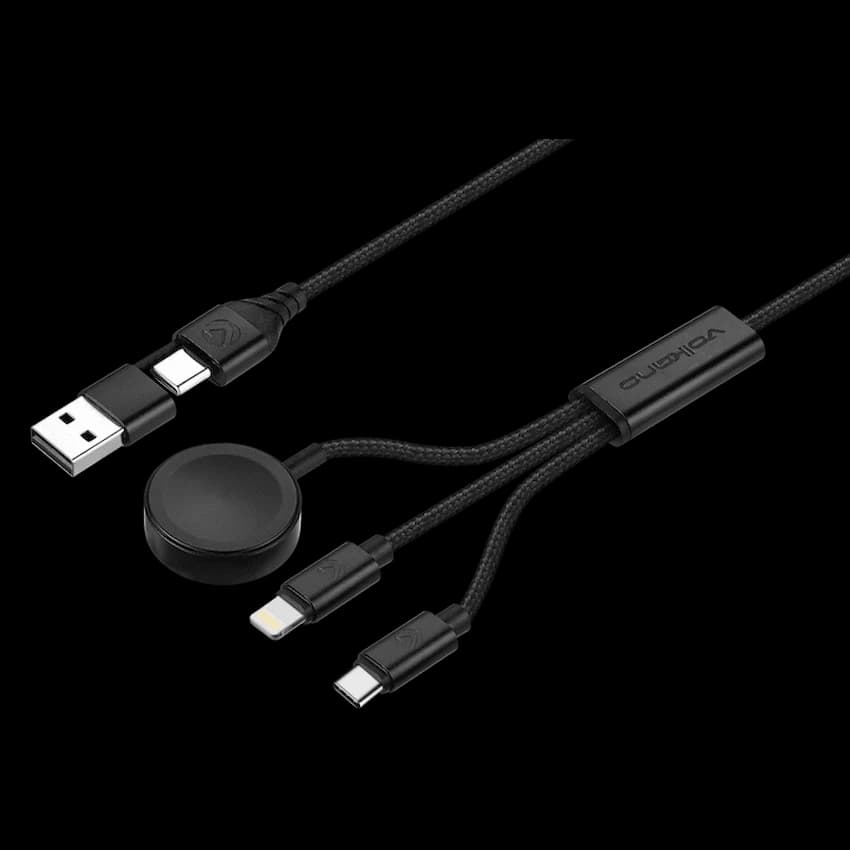 Volkano Weave Series 100W Braided 5-in-1 Charge and Data Cable 1m - Black
