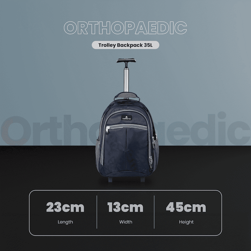 Volkano Orthopaedic Trolley Backpack 35l - Navy/Grey