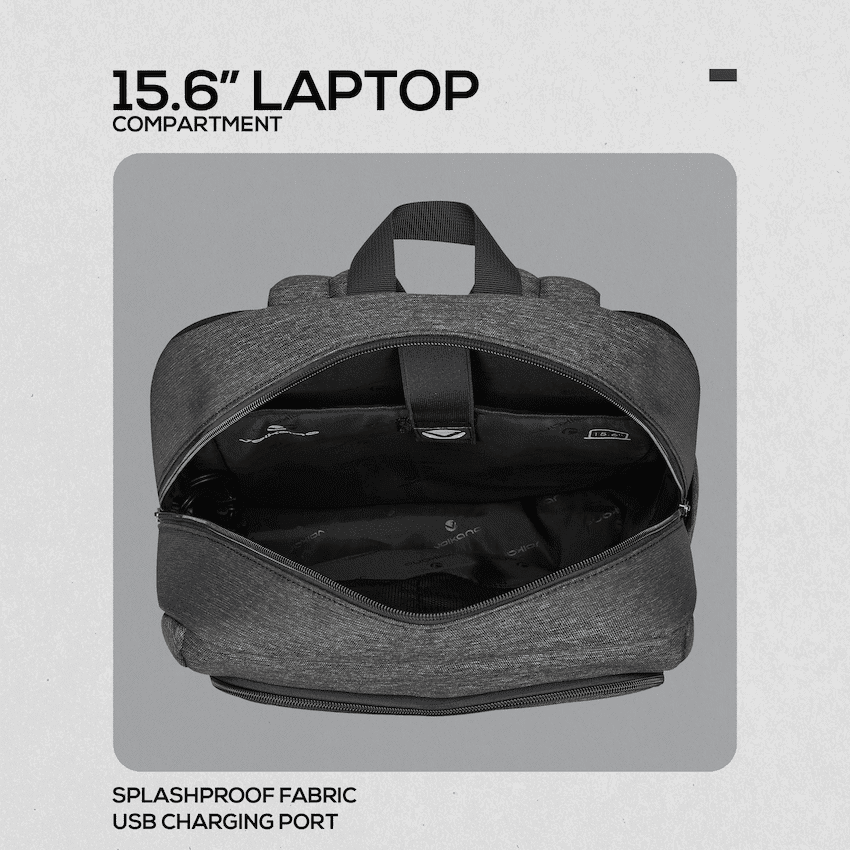 Volkano Pulse 15.6" Laptop Backpack - Charcoal