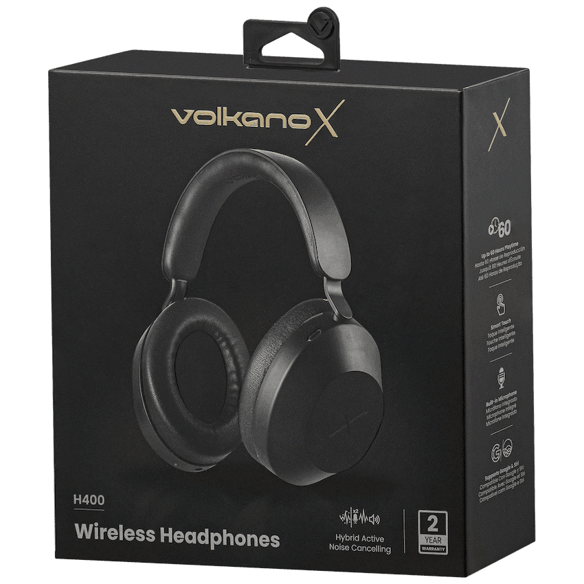 VolkanoX H400 Hybrid Active Noise Cancellation Headphones - Black