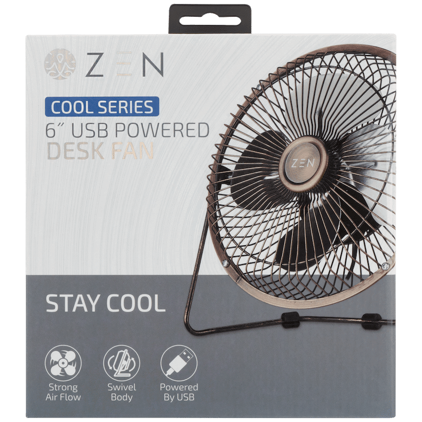 Zen Cool Series 6in Desk Fan - Copper