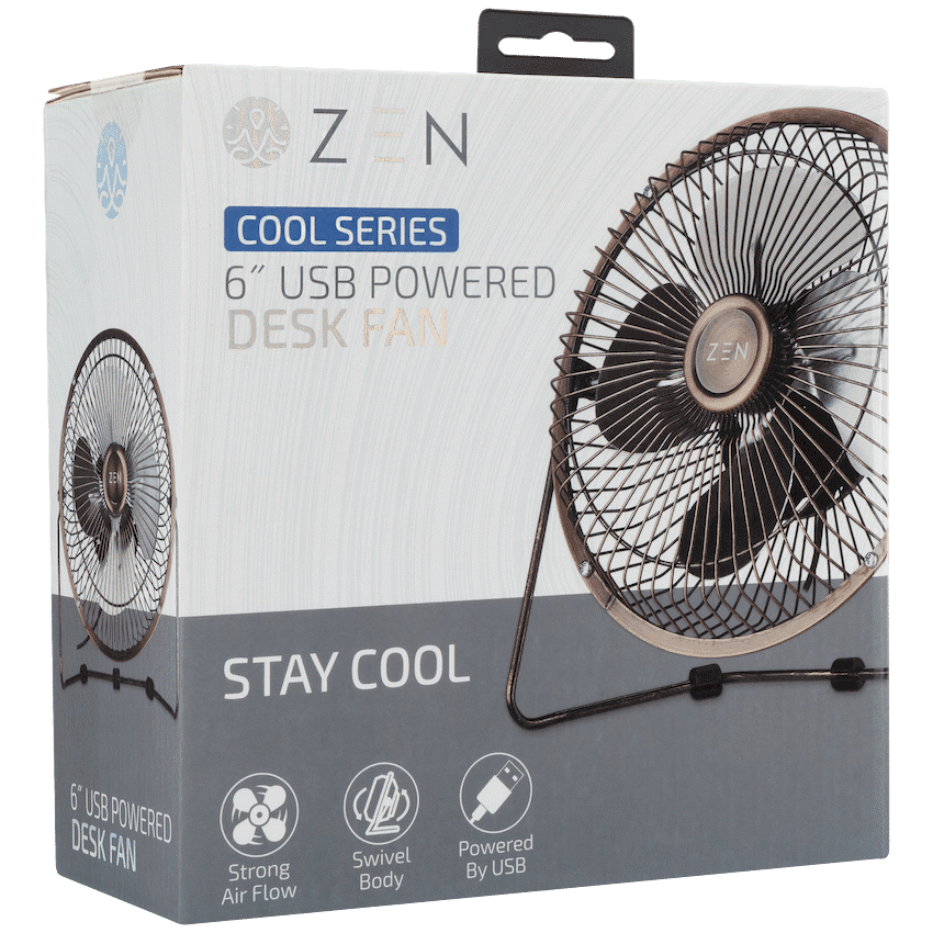 Zen Cool Series 6in Desk Fan - Copper