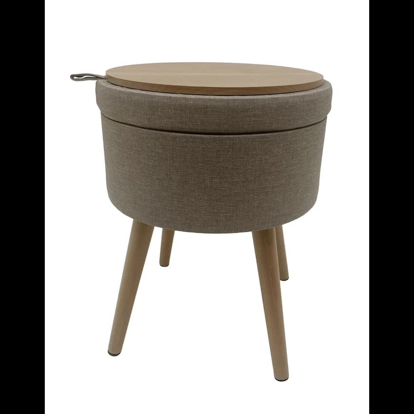Sophie Round Storage Stool with Wooden Legs