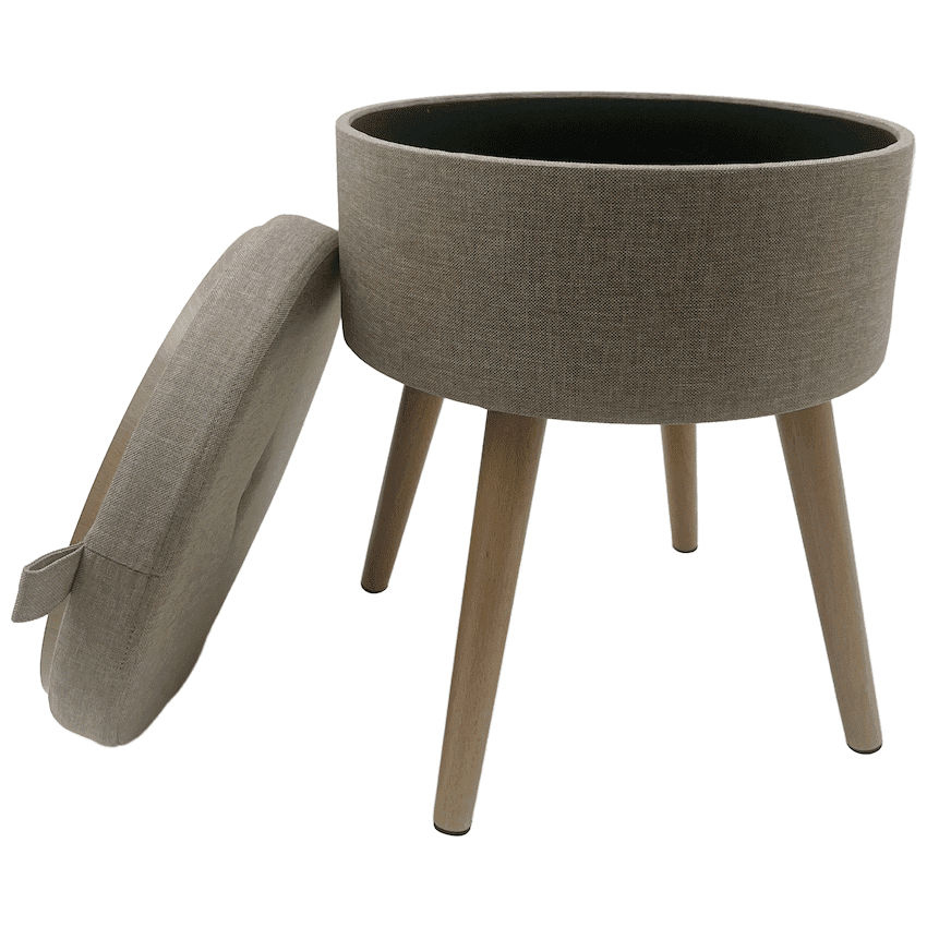 Sophie Round Storage Stool with Wooden Legs