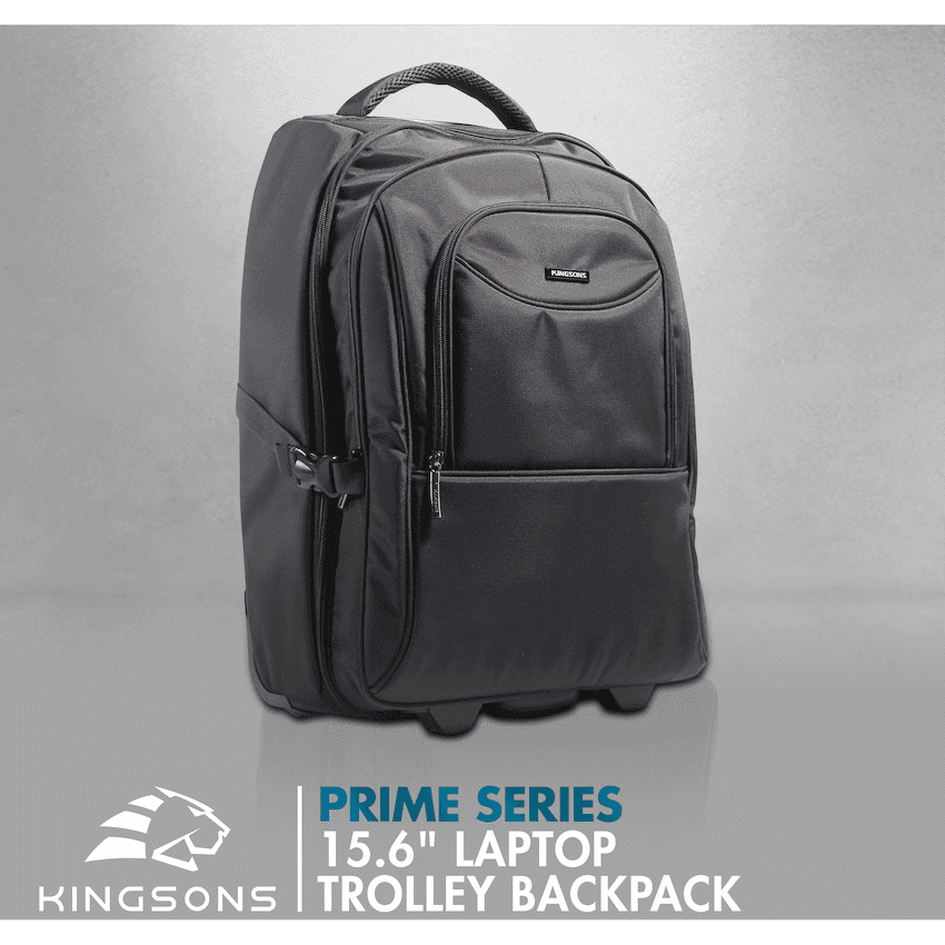 Kingsons Prime 15.6" Laptop Trolley Backpack - Black