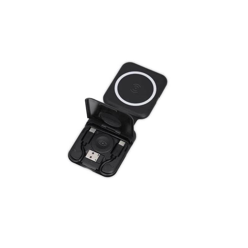 TURIN - @memorii Foldable 2-in-1 Wireless Charger and Multicable Set - Black