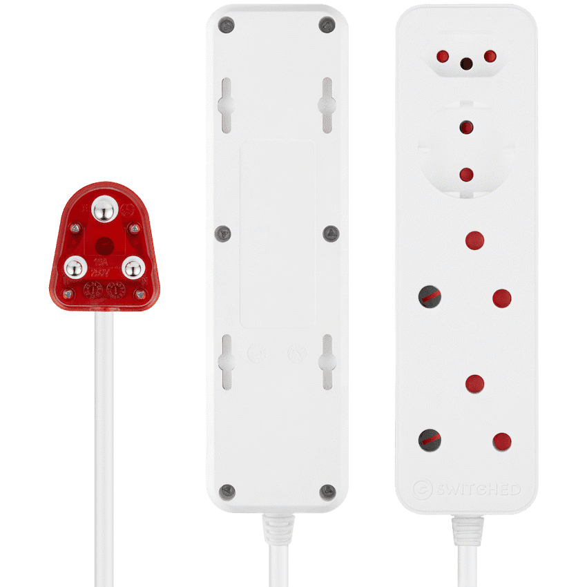 Switched High Surge 4-Way Multiplug 0.5m 1140J