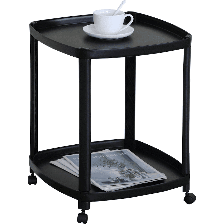 Everfurn Tay Side Table with Casters – Black