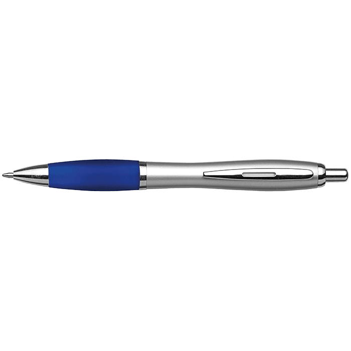 Silver Barrel Curved Design Black Ink Pen