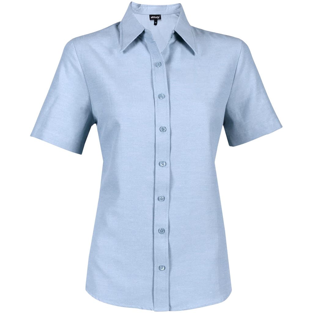 Ladies Short Sleeve Oxford Shirt – Light Blue