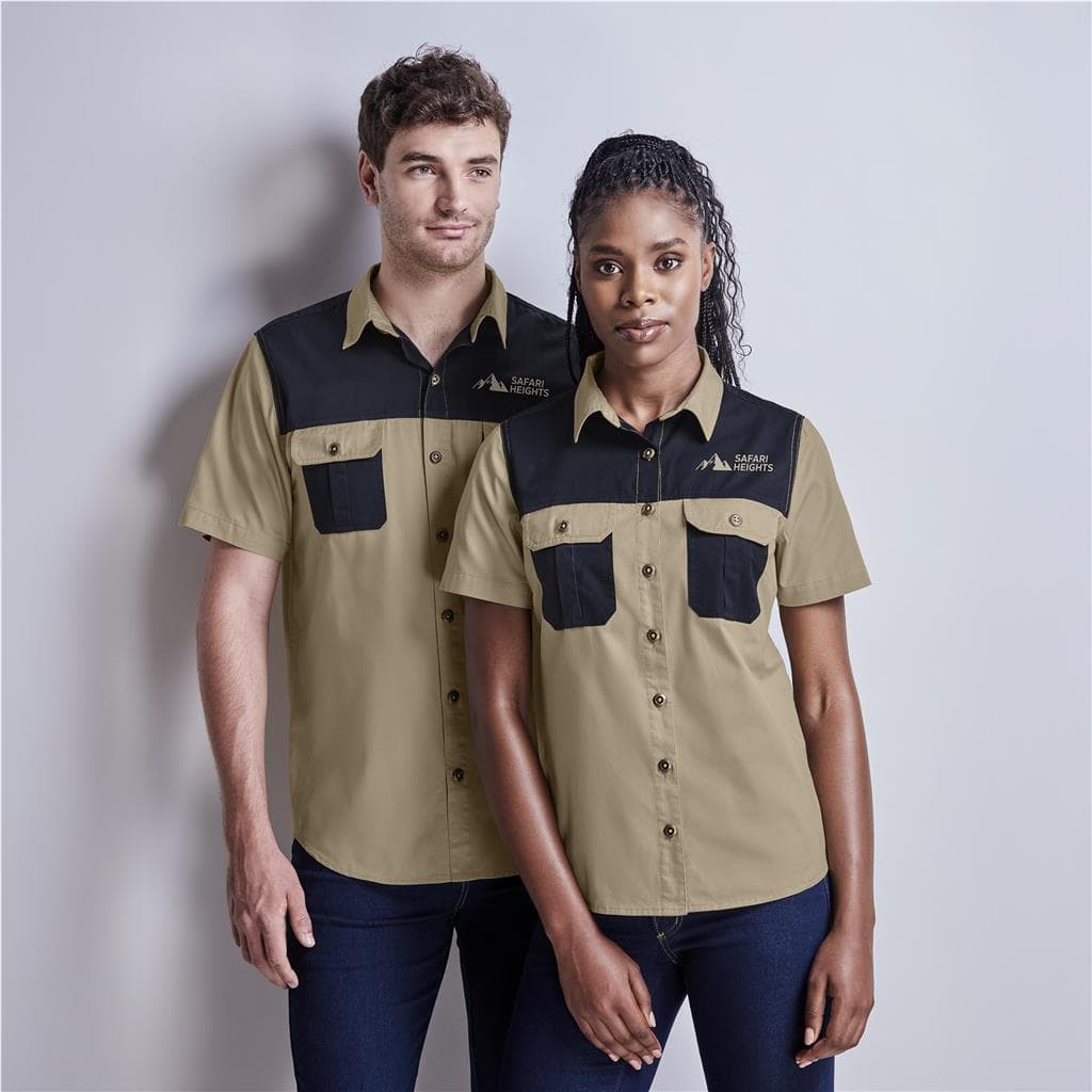 Mens Short Sleeve Serengeti 2-Tone Bush Shirt thumbnail 14