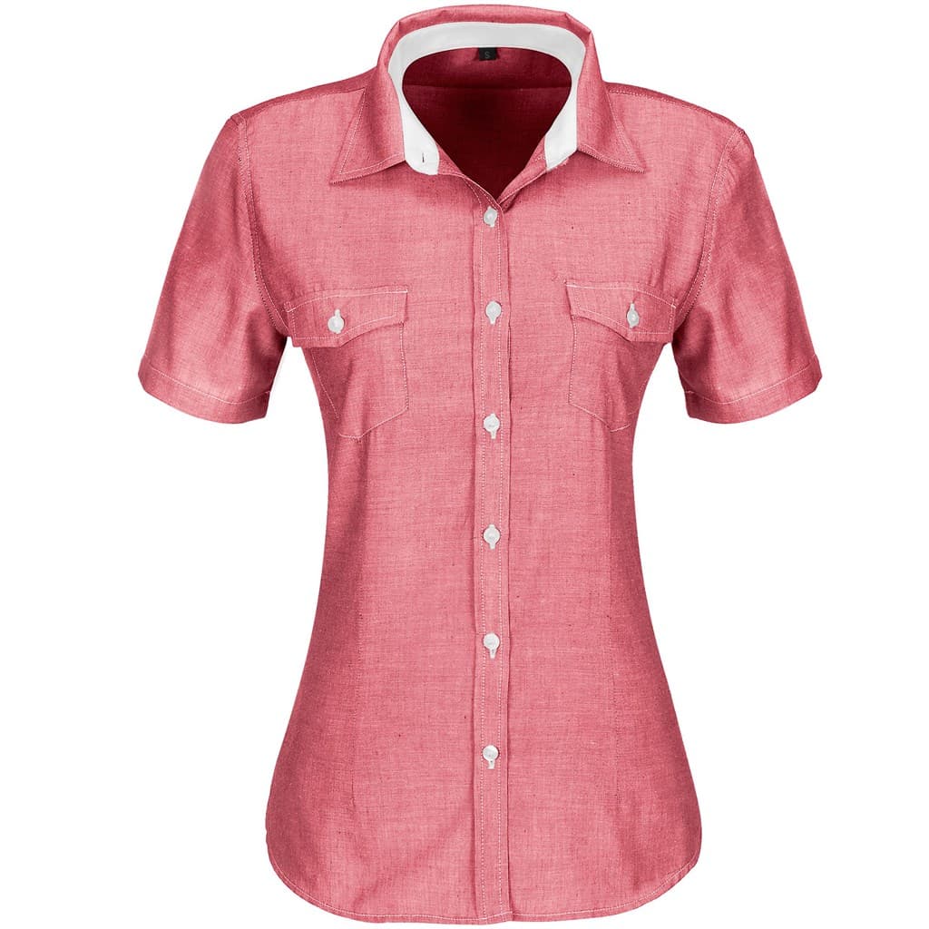 Ladies Short Sleeve Windsor Shirt – Red