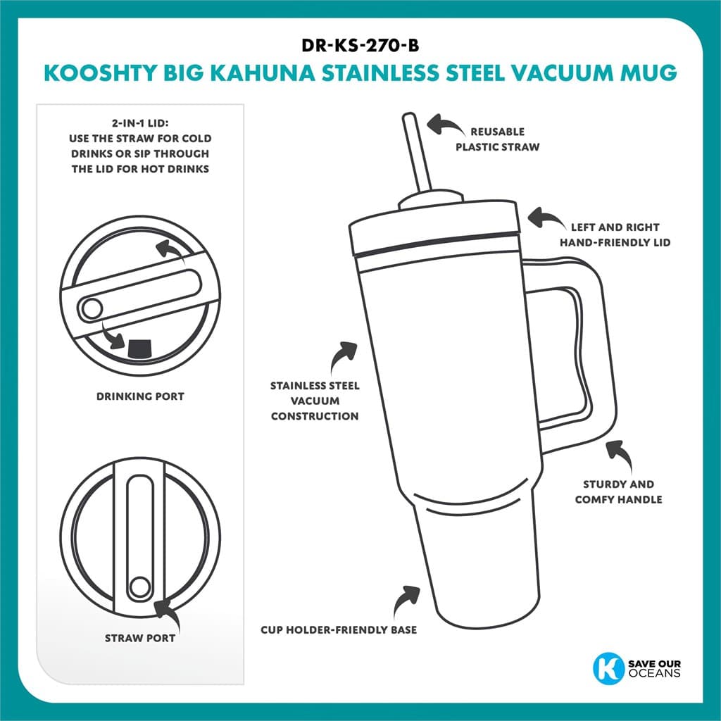 Kooshty Big Kahuna Stainless Steel Vacuum Mug – 1.2 Litre thumbnail 7