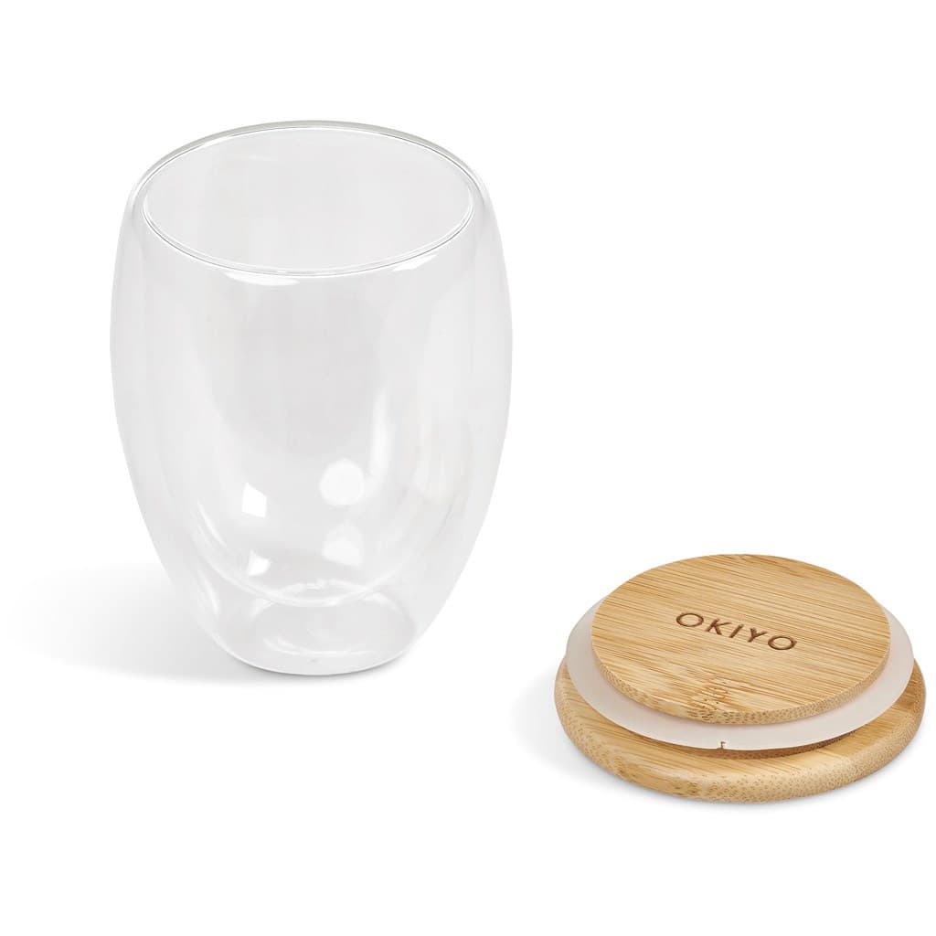 Okiyo Moco Glass & Bamboo Double-Wall Cup – 350ml