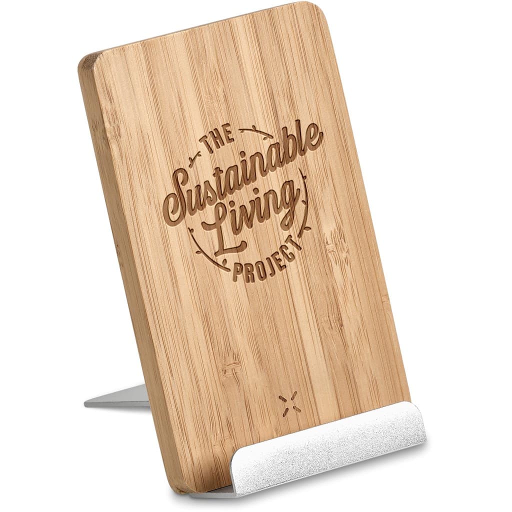 Okiyo Hakka Bamboo & Recycled Aluminium Wireless Charging Phone Stand thumbnail 2