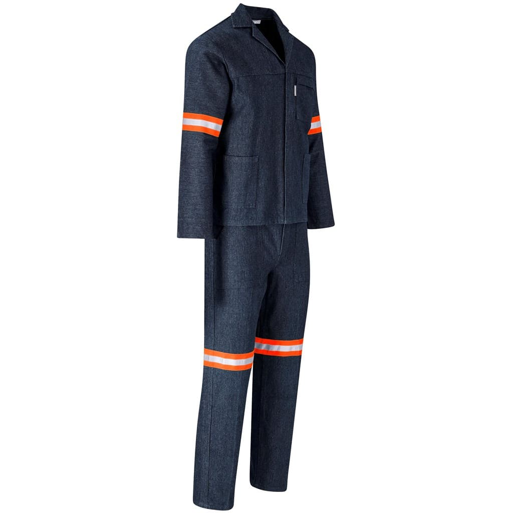 Vintage 100% Cotton Denim Conti Suit – Reflective Arms, Legs & Back – Orange Tape thumbnail 4
