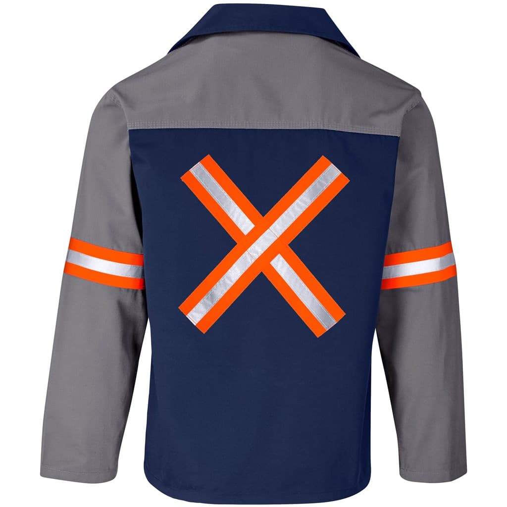 Site Premium Two-Tone Polycotton Jacket – Reflective Arms & Back – Orange Tape thumbnail 8