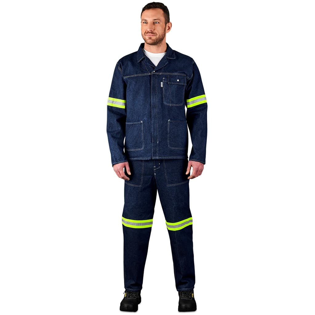 Cast Premium 100% Cotton Denim Jacket – Reflective Arms & Back – Yellow Tape thumbnail 6