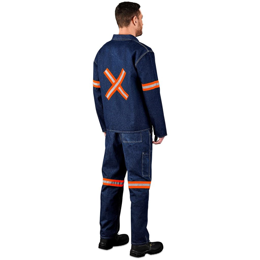 Cast Premium 100% Cotton Denim Jacket – Reflective Arms & Back – Orange Tape thumbnail 5