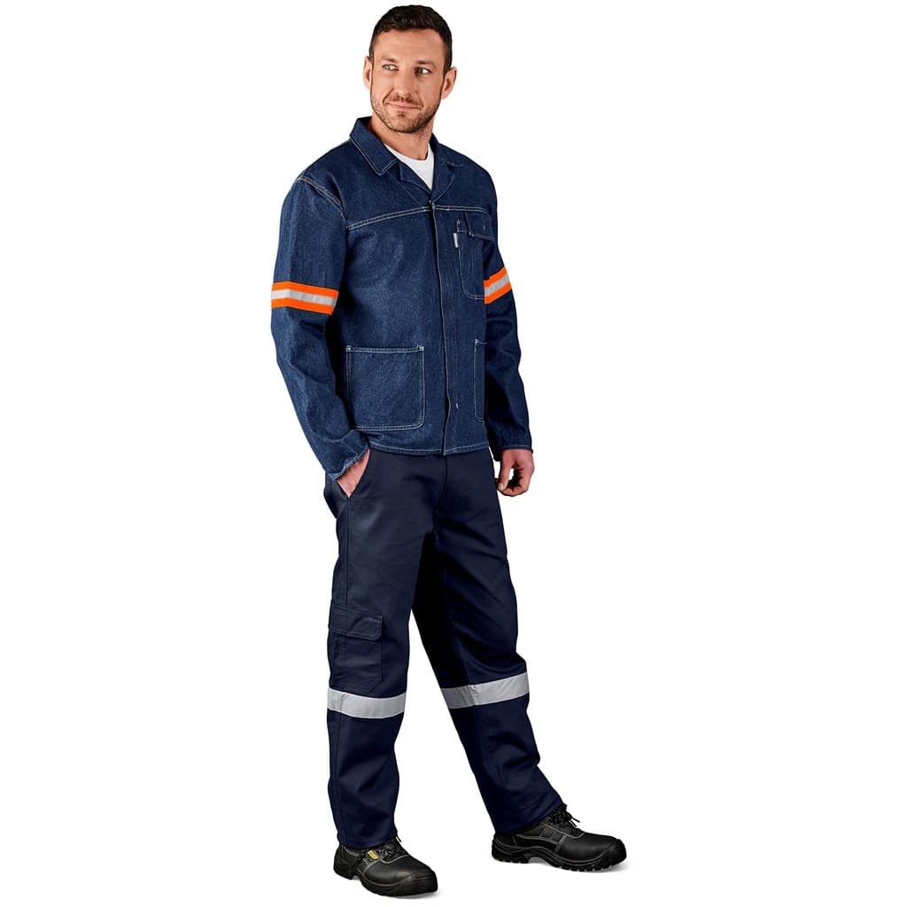 Cast Premium 100% Cotton Denim Jacket – Reflective Arms & Back – Orange Tape thumbnail 6