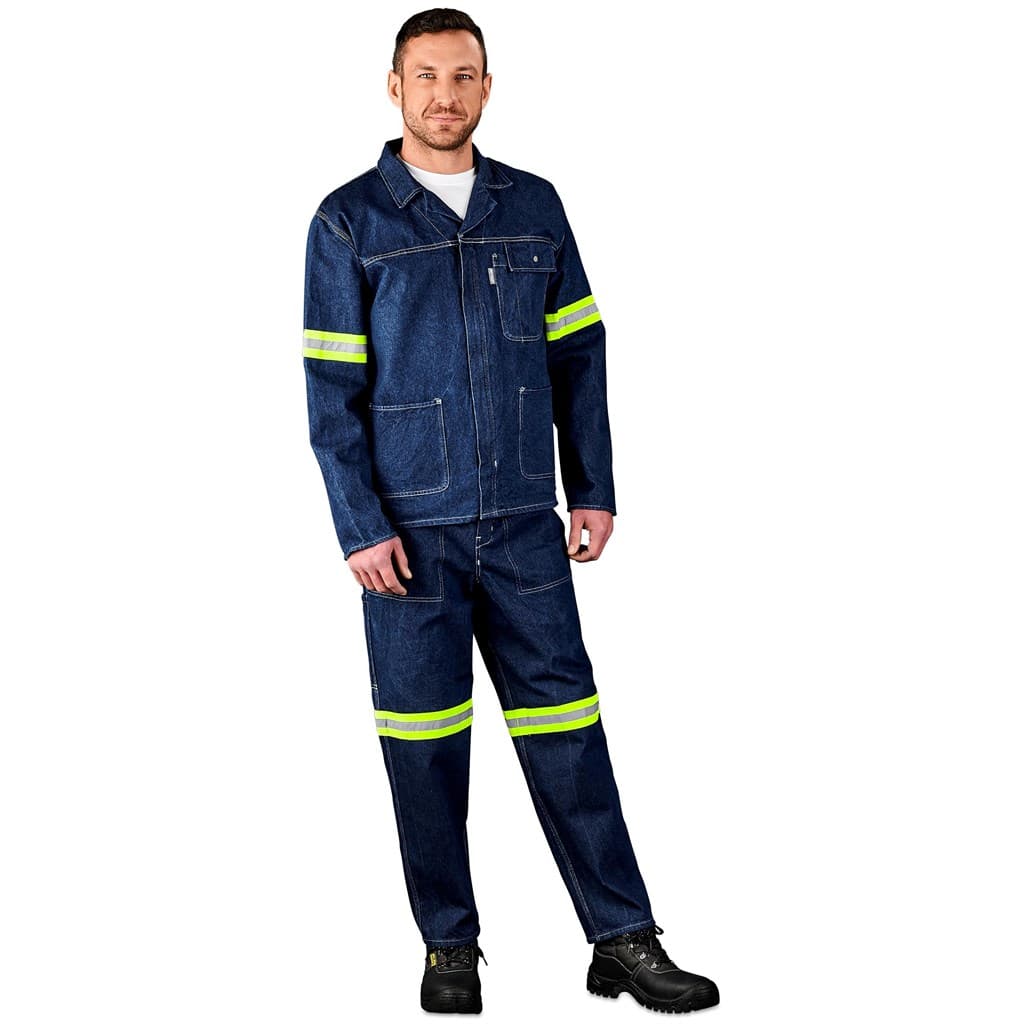 Cast Premium 100% Cotton Denim Pants – Reflective Legs – Yellow Tape thumbnail 2