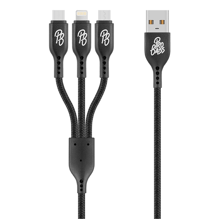 Pro Bass Braided 3 in 1 Charge Cable