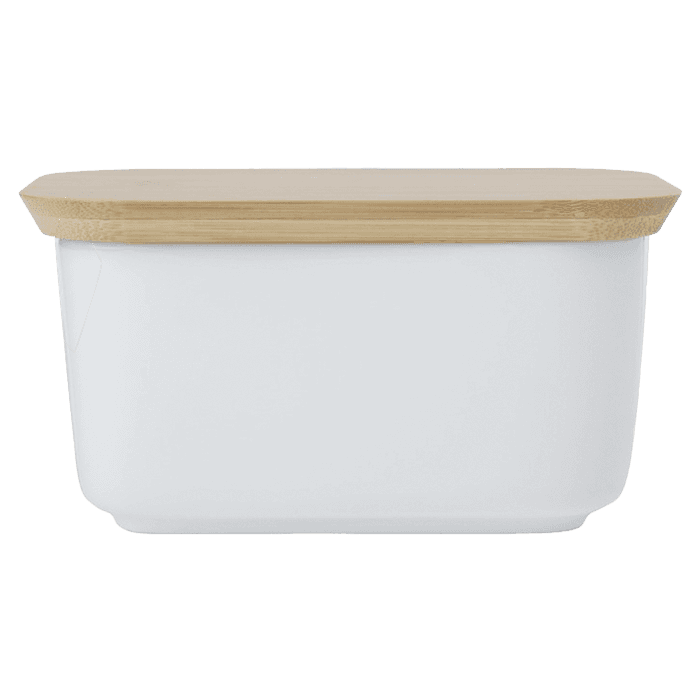 White Basics Butter Dish With Bamboo Lid