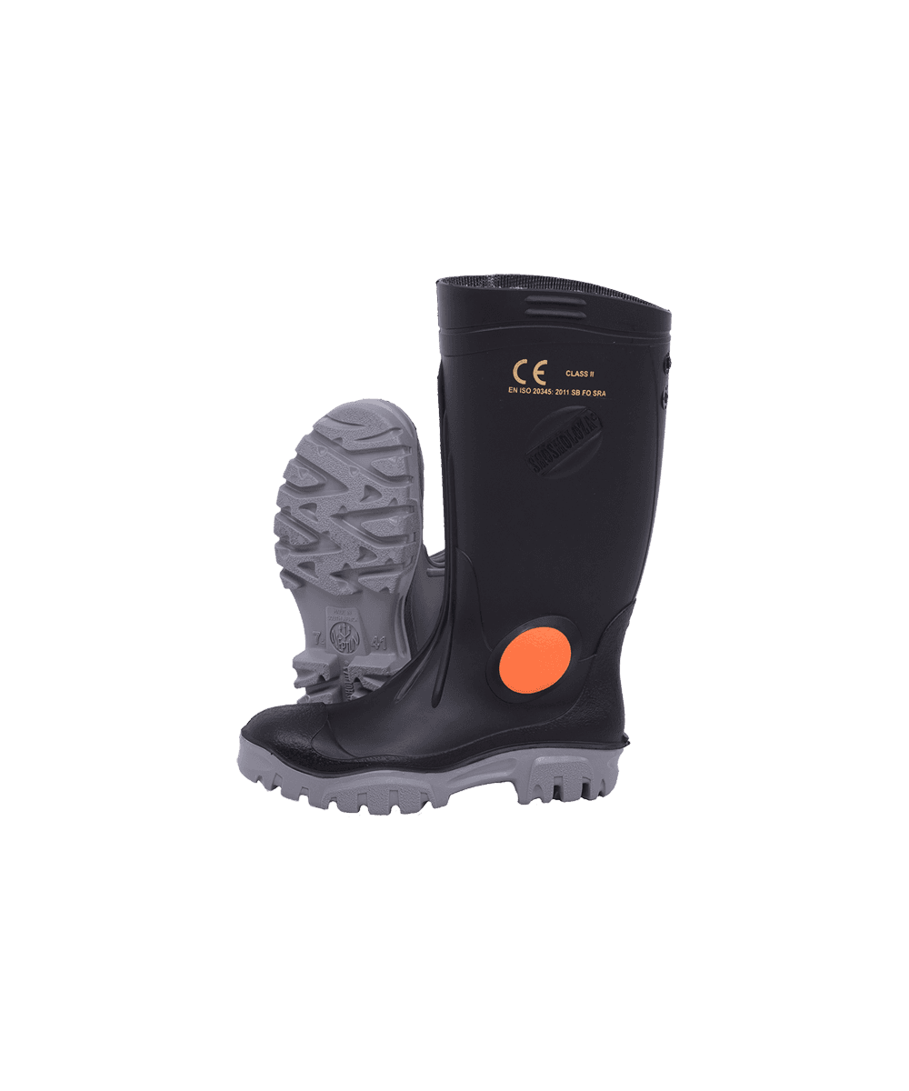 Black/Grey Knee Length Heavy Duty Steel Toe Gumboot