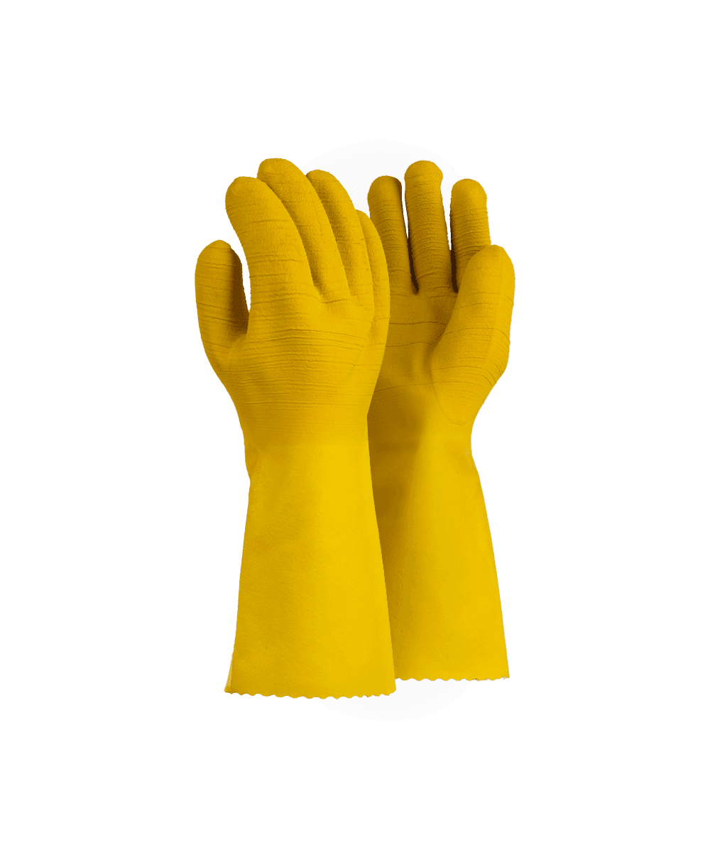 Yellow Commarex Crinkle Latex Glove – Elbow Length 35cm
