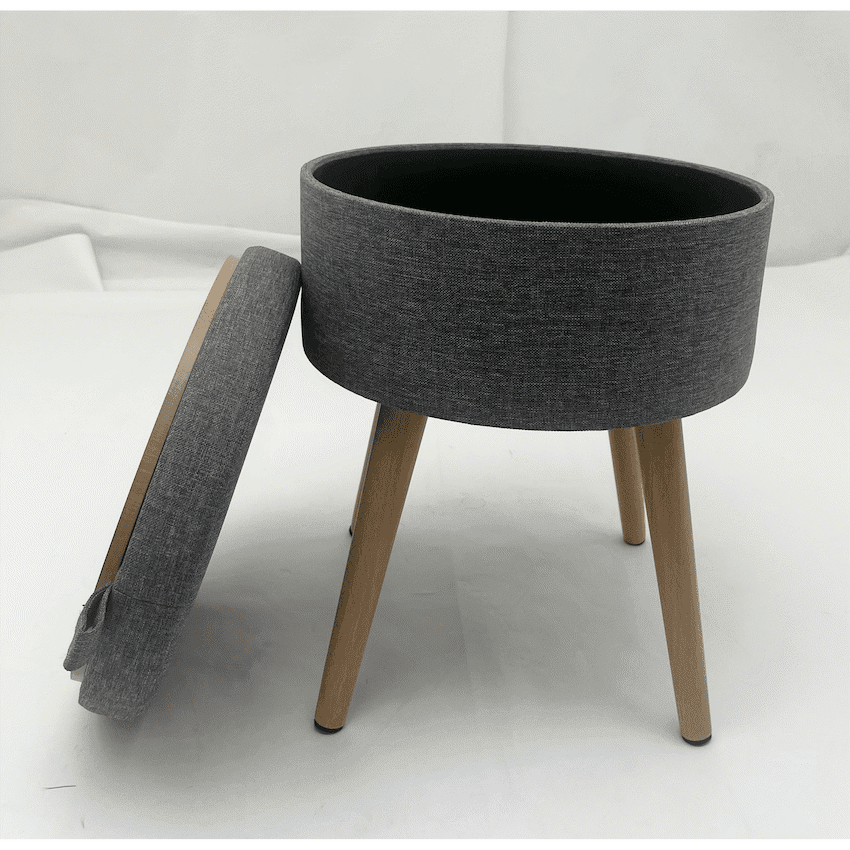 Sophie Round Storage Stool with Wooden Legs thumbnail 11