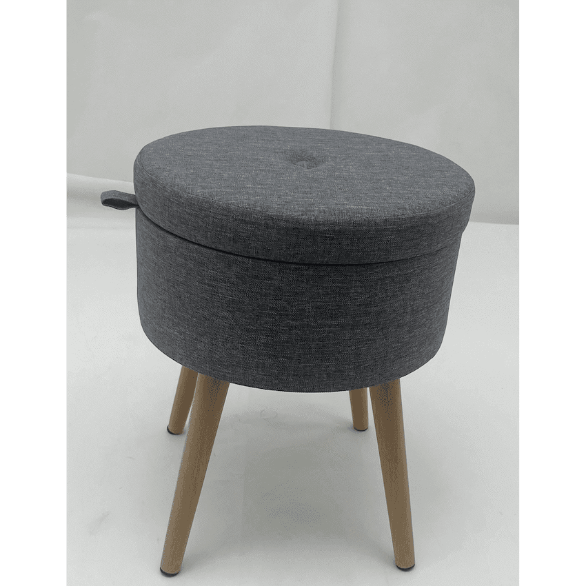 Sophie Round Storage Stool with Wooden Legs thumbnail 13