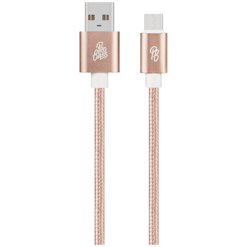 Pro Bass Braided Series Micro USB Cable – Pastel Pink 1.5m