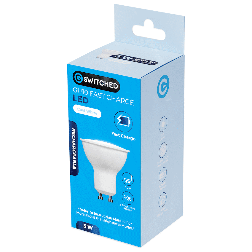 Switched 3w GU10 Rechargeable Fast-Charge LED thumbnail 4