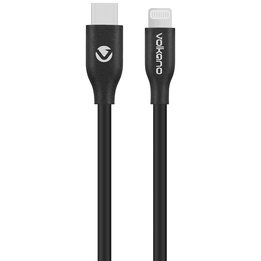 Volkano Flexi Series Type-C to MFI Lightning 2.5m 27w – Black