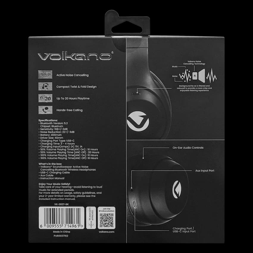 Volkano SoundSweeper Series Active Noise Cancelling bluetooth Headphones thumbnail 9