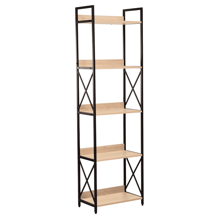 Everfurn Scandanavian Tall Bookcase with Steel Frame