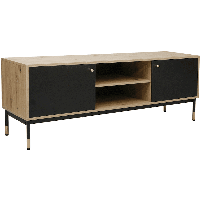 Everfurn Summit TV Stand, Gold with Two Cupboards