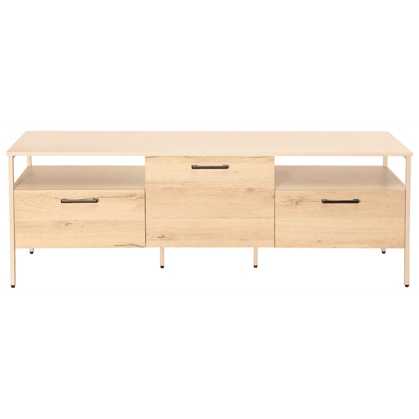 Everfurn Ellen TV Stand – Melamine – Powder-Coated Steel Frame – 2 Drawers – Storage Cabinet