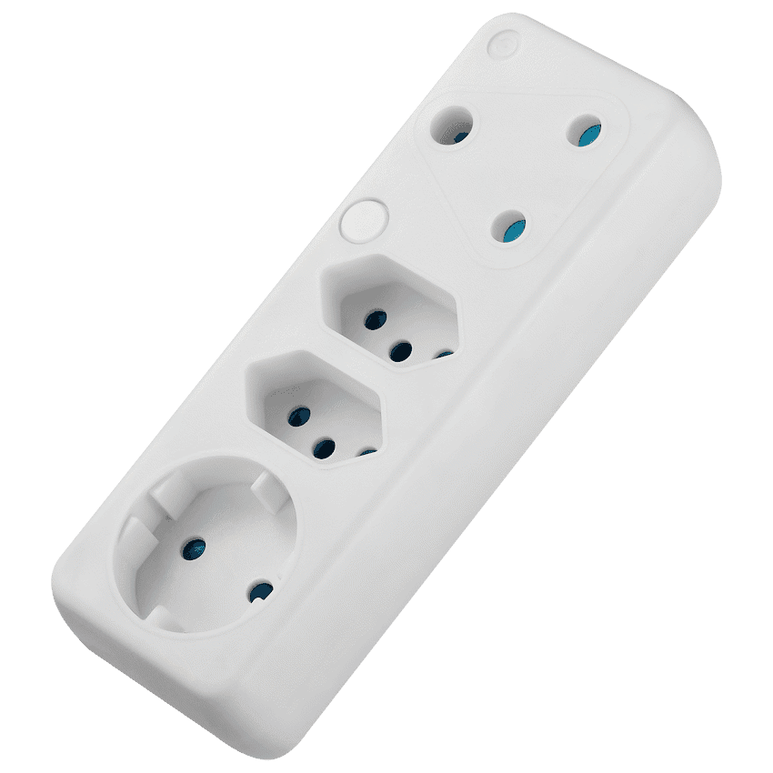 Ellies 4-Way Schuko Adaptor – White