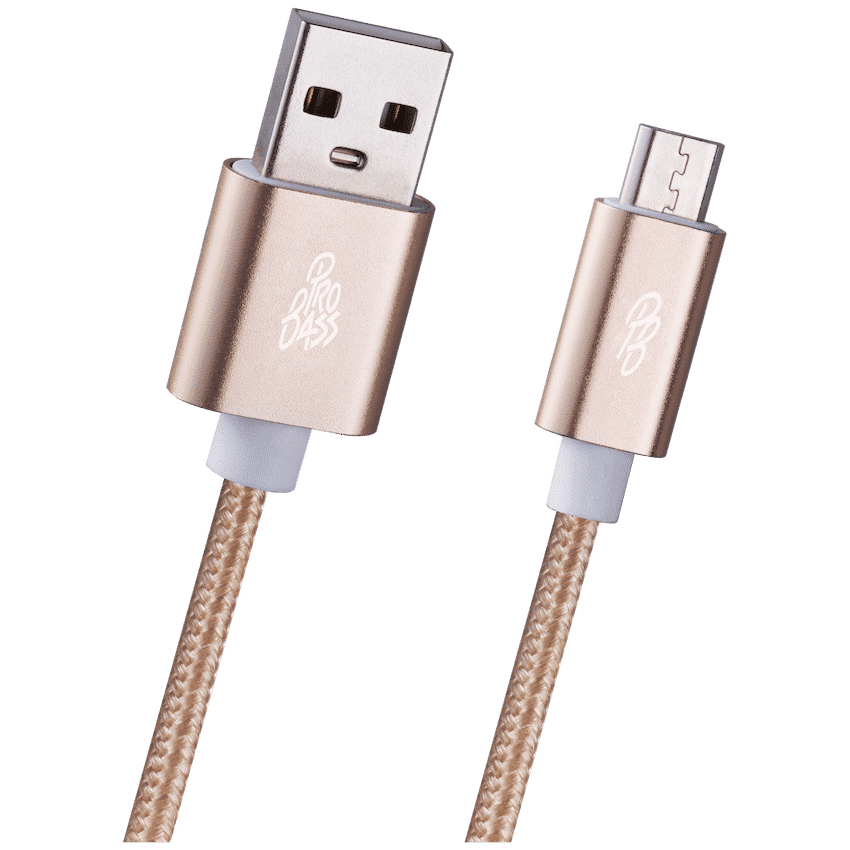 Pro Bass Braided Series Micro USB Cable 1.2m – Gold