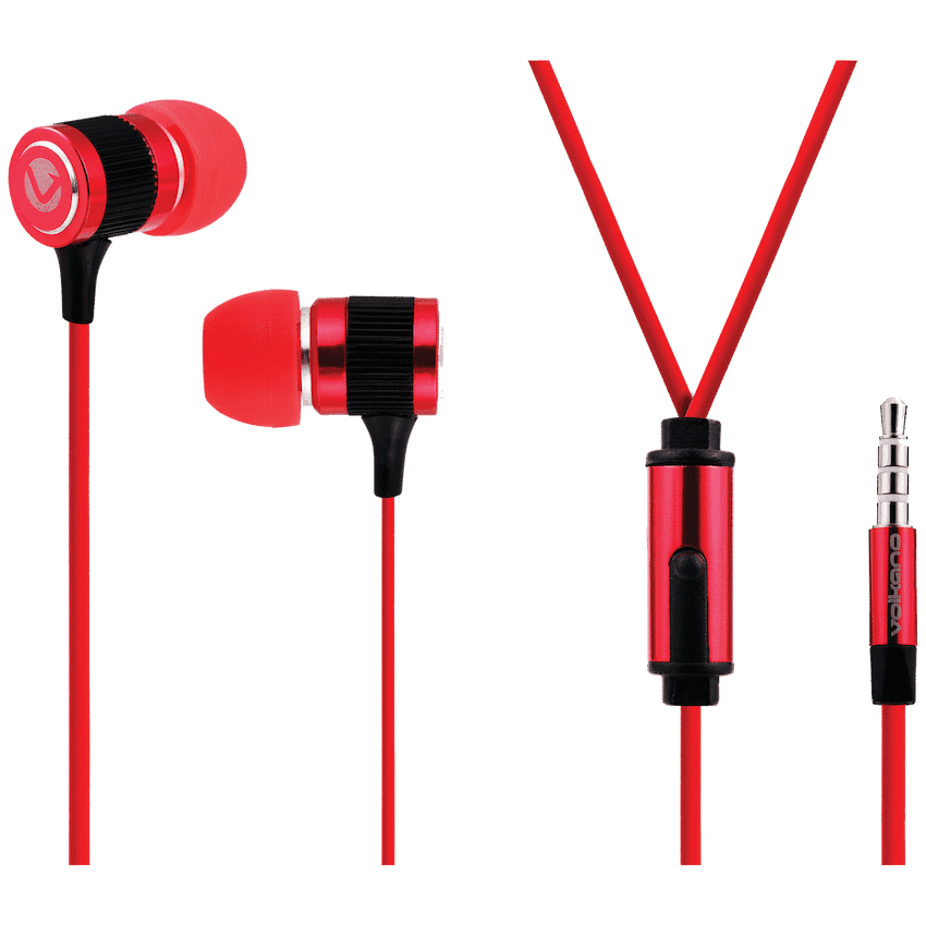 Volkano Earphones with Mic – Metallic Series – Red